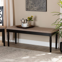 Baxton Studio RH038-Sand/Dark Brown-Dining Bench Giovanni Modern and Contemporary Sand Fabric Upholstered and Dark Brown Finished Wood Dining Bench